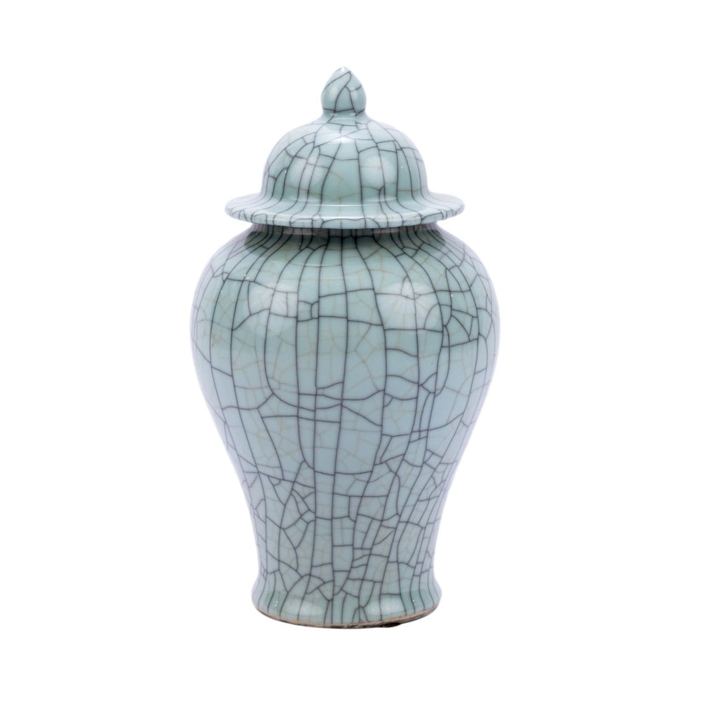 Crackle Celadon Temple Jar M By Legends Of Asia