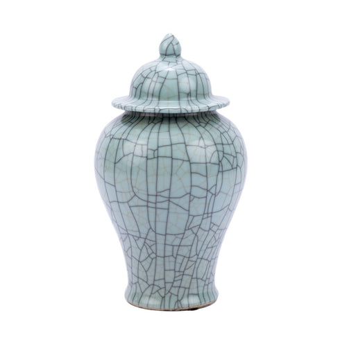 Crackle Celadon Temple Jar M By Legends Of Asia