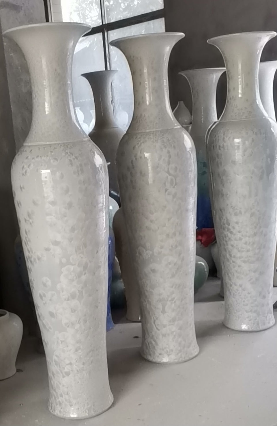 Legend of Asia Large Crystal Shell Fish Tail Floor Vase