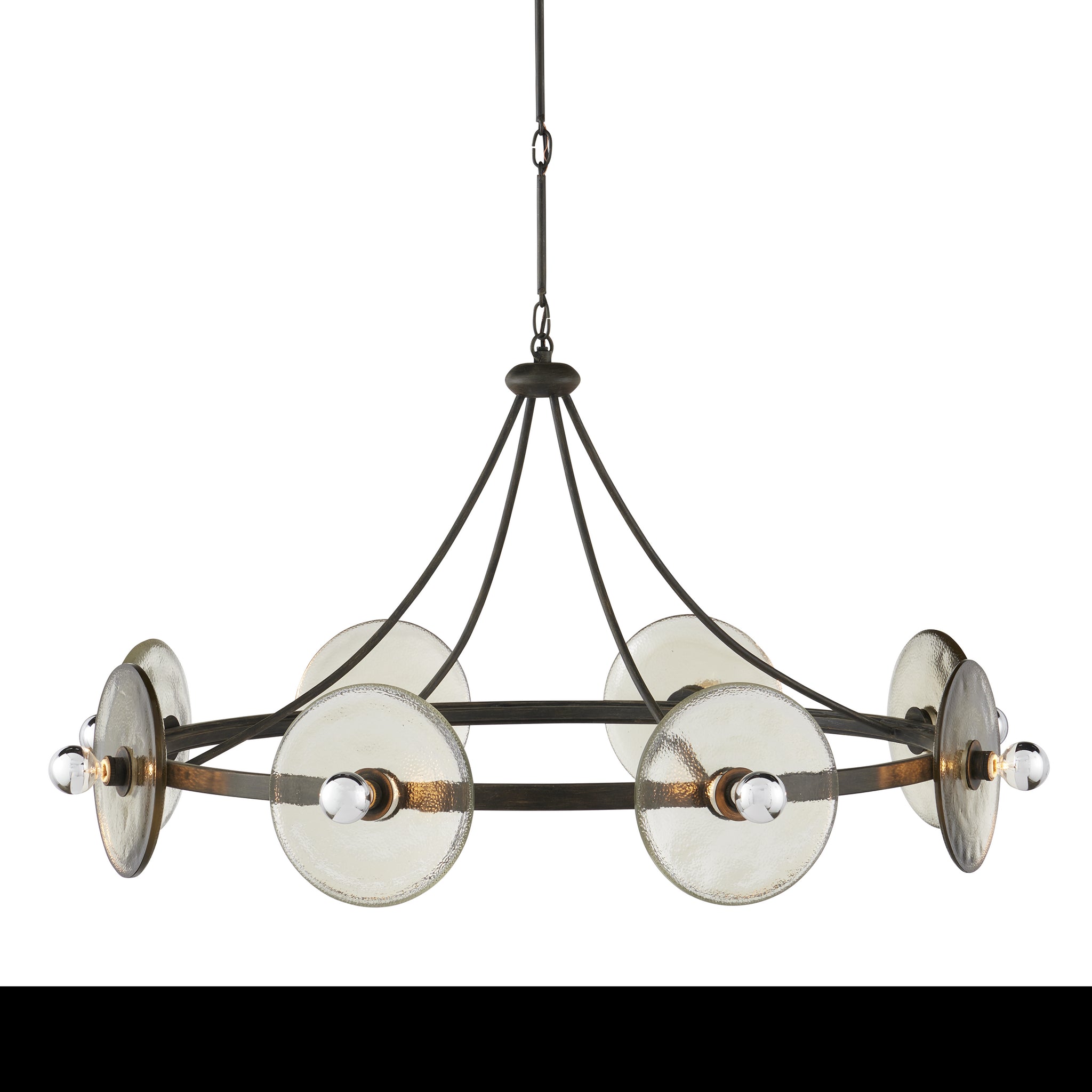 Currey & Company Circumstellar 37.25" Recycled Glass 8 Light Disc Chandelier