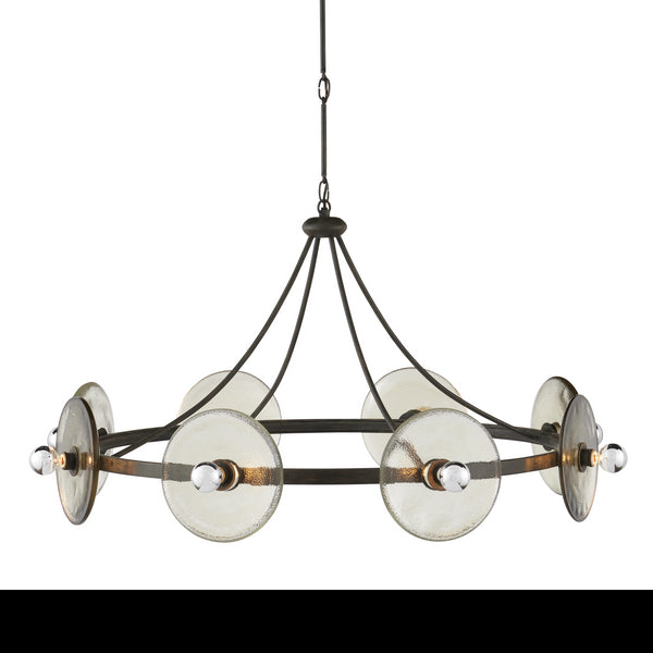 Currey & Company Circumstellar 37.25" Recycled Glass 8 Light Disc Chandelier
