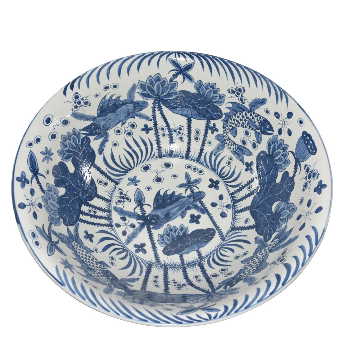 Blue and White Fish Bowl By Legends Of Asia