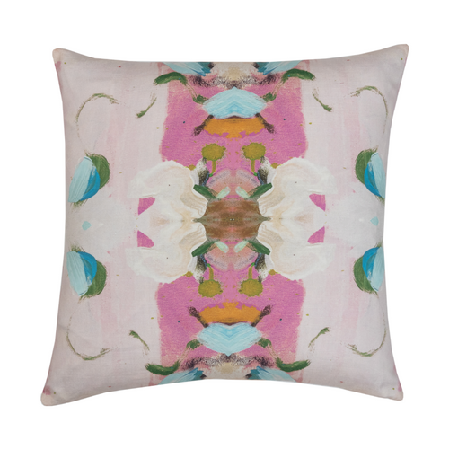 Laura Park Monet's Garden Pink Linen Cotton Pillow