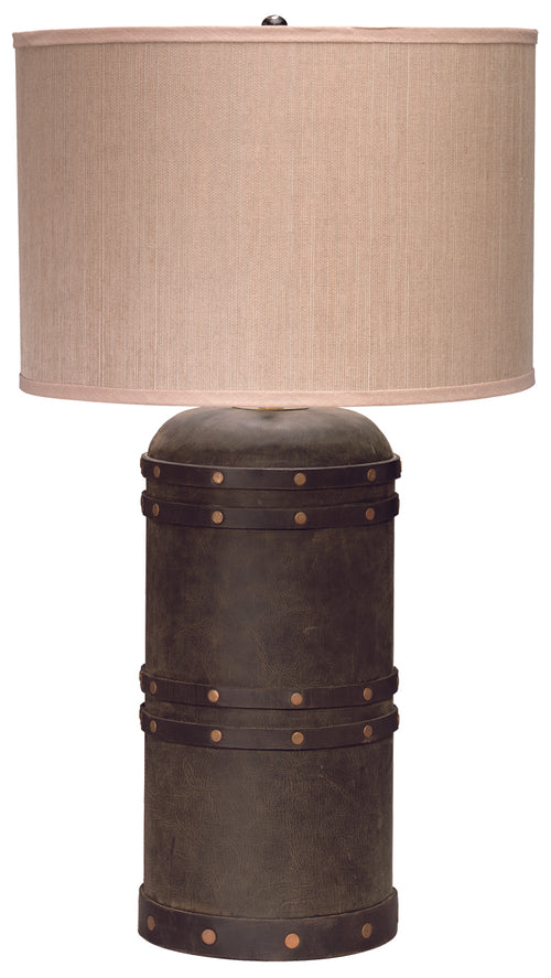 Jamie Young Barrel Table Lamp In Vintage Leather