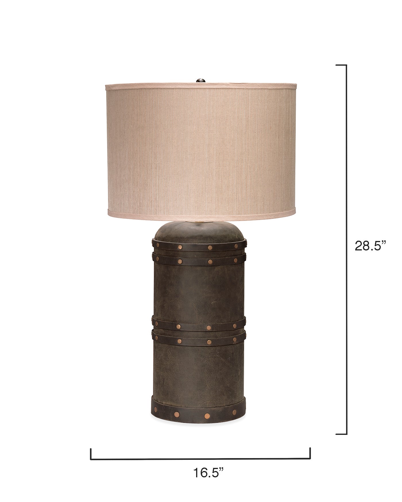 Jamie Young Barrel Table Lamp In Vintage Leather