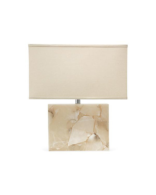 Jamie Young Borealis Table Lamp, Large In Alabaster With Large Rectangle Shade In Stone Linen