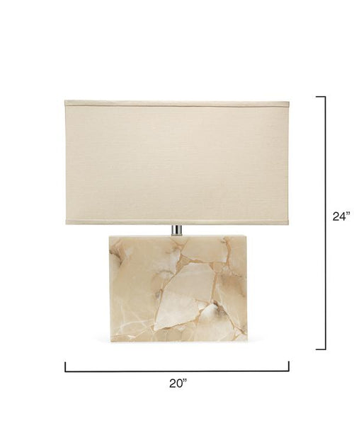 Jamie Young Borealis Table Lamp, Large In Alabaster With Large Rectangle Shade In Stone Linen