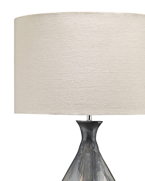 Jamie Young Daybreak Table Lamp In Grey Enameled Metal With Drum Shade In Stone Linen