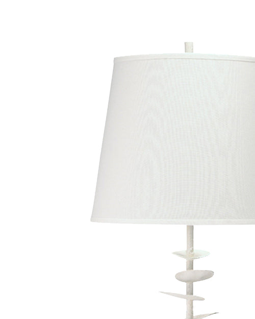 Jamie Young Petals Floor Lamp In White Gesso With Cone Shade In Off White Linen