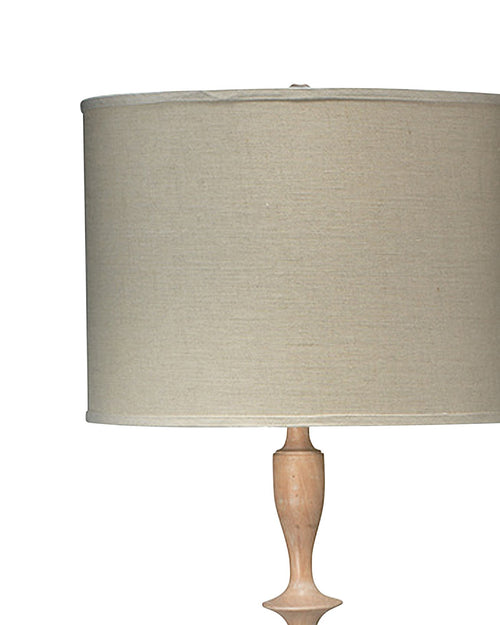 Jamie Young Petite Paro Floor Lamp In Bleached Wood With Large Drum Shade In Natural Linen