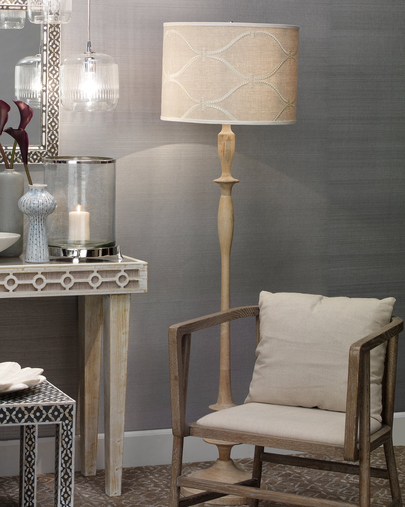 Jamie Young Petite Paro Floor Lamp In Bleached Wood