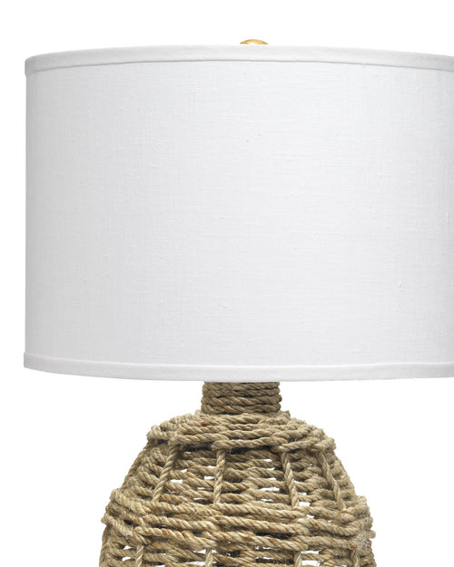 Jamie Young Jute Urn Table Lamp, Small In Rope With Medium Drum Shade In White Linen