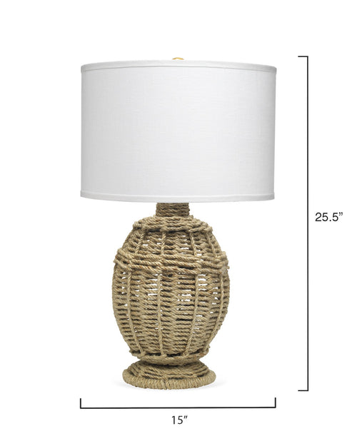 Jamie Young Jute Urn Table Lamp, Small In Rope With Medium Drum Shade In White Linen