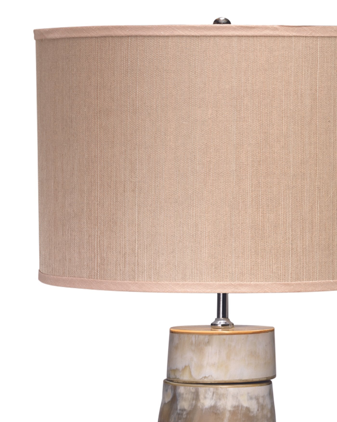 Jamie Young Stacked Horn Table Lamp In Horn With Medium Drum Shade In Elephant Hemp