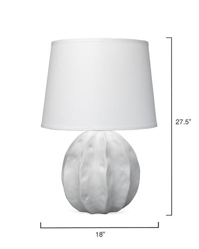 Jamie Young Urchin Table Lamp In Matte White With Large Cone Shade In White Linen