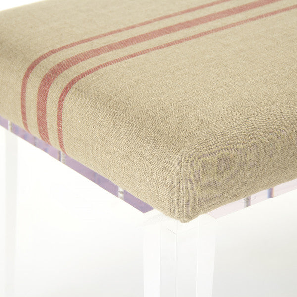 Zentique Emma Bench in Natural Linen with Red Stripes