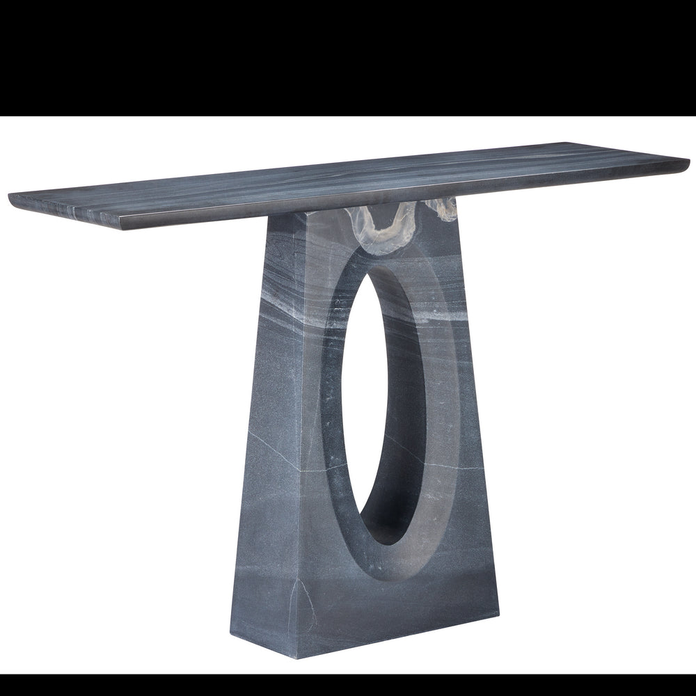 Currey & Company 32" Demi Black Bheslana Marble Console Table