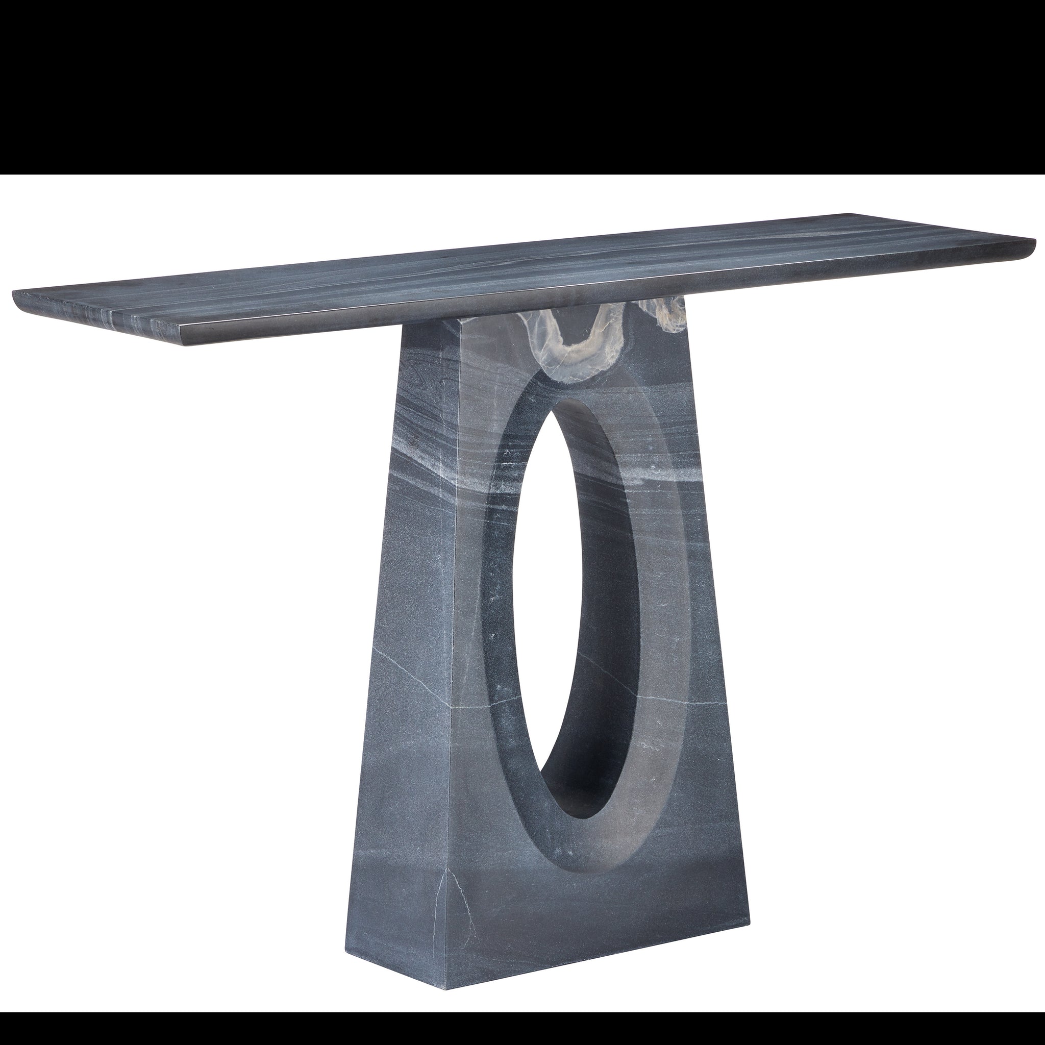 Currey & Company 32" Demi Black Bheslana Marble Console Table