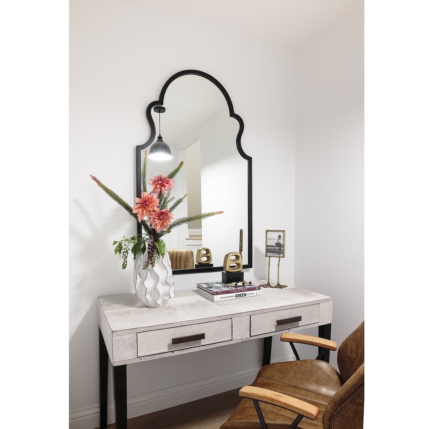 Mirror Home Hand Carved Arch Black Mirror