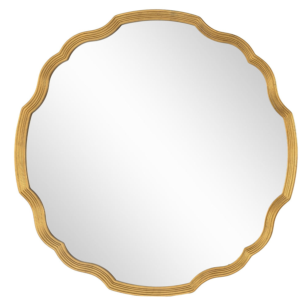Mirror Home Round Wavy Hand Carved Mirror, 40" x 40"