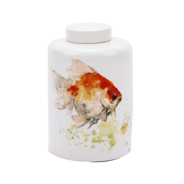 Colored Fish Round Tea Jar Large By Legends Of Asia