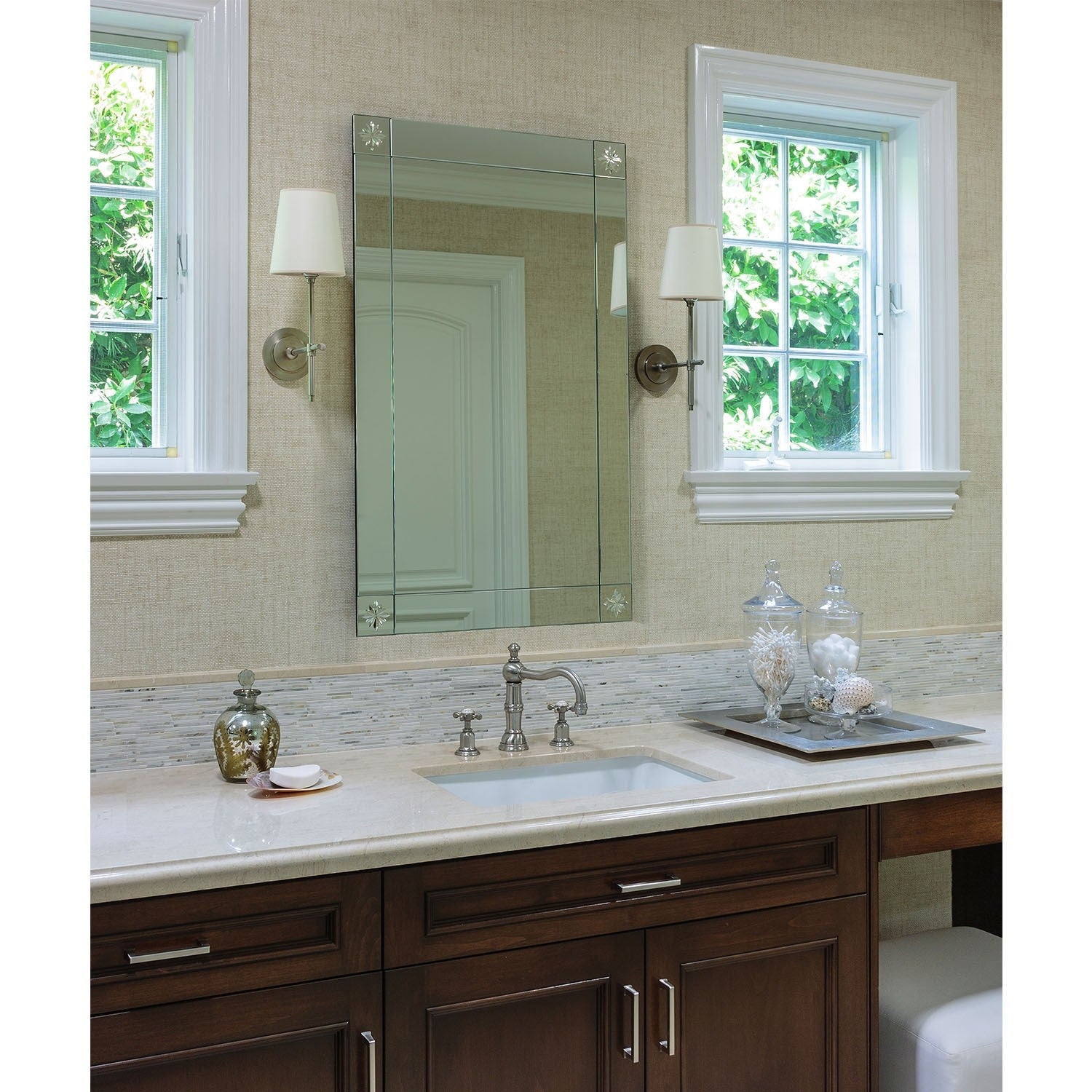 MIrror Home Mirror Framed Mirror with Etched Stars