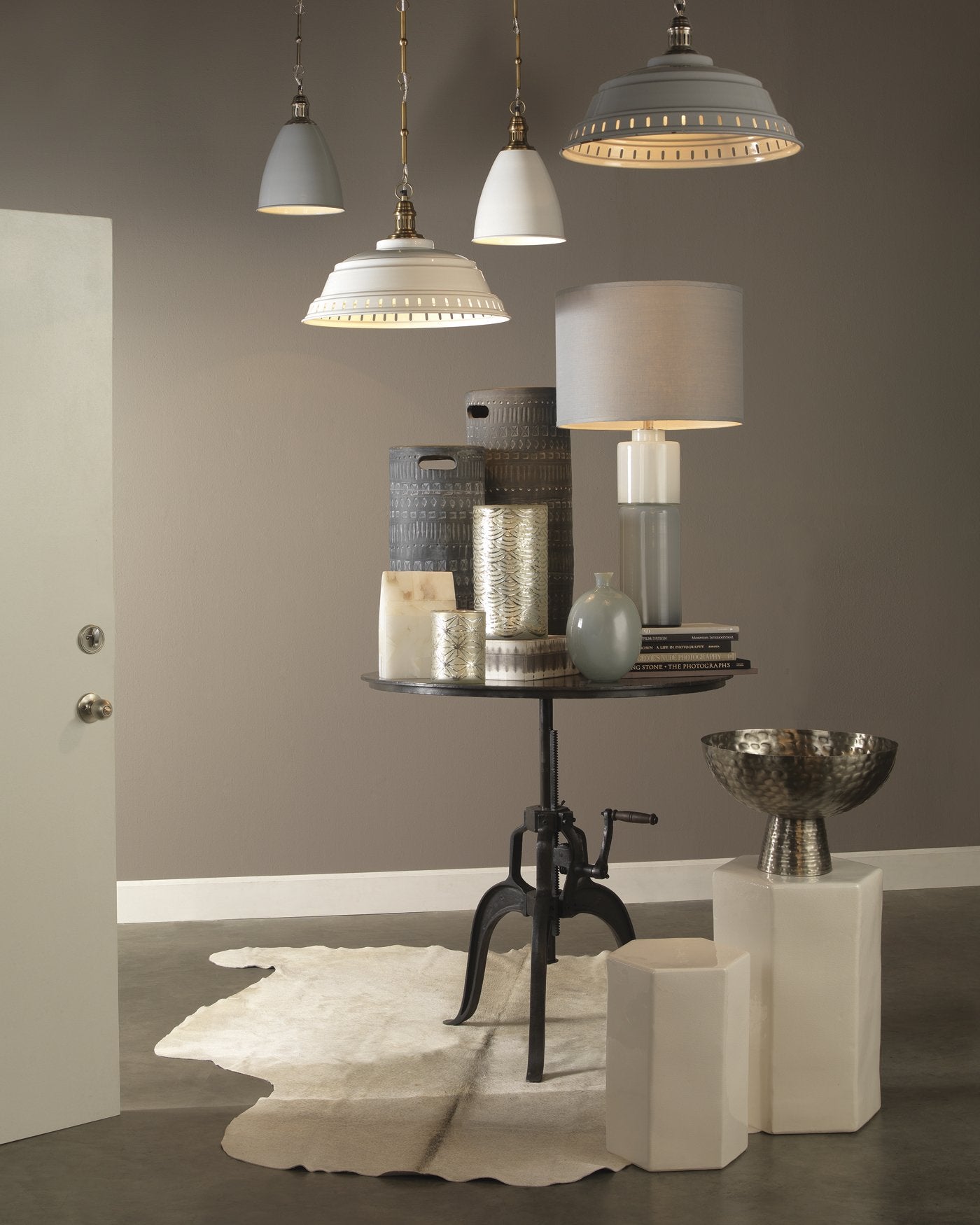 Jamie Young Americana Crank Table In Gun Metal