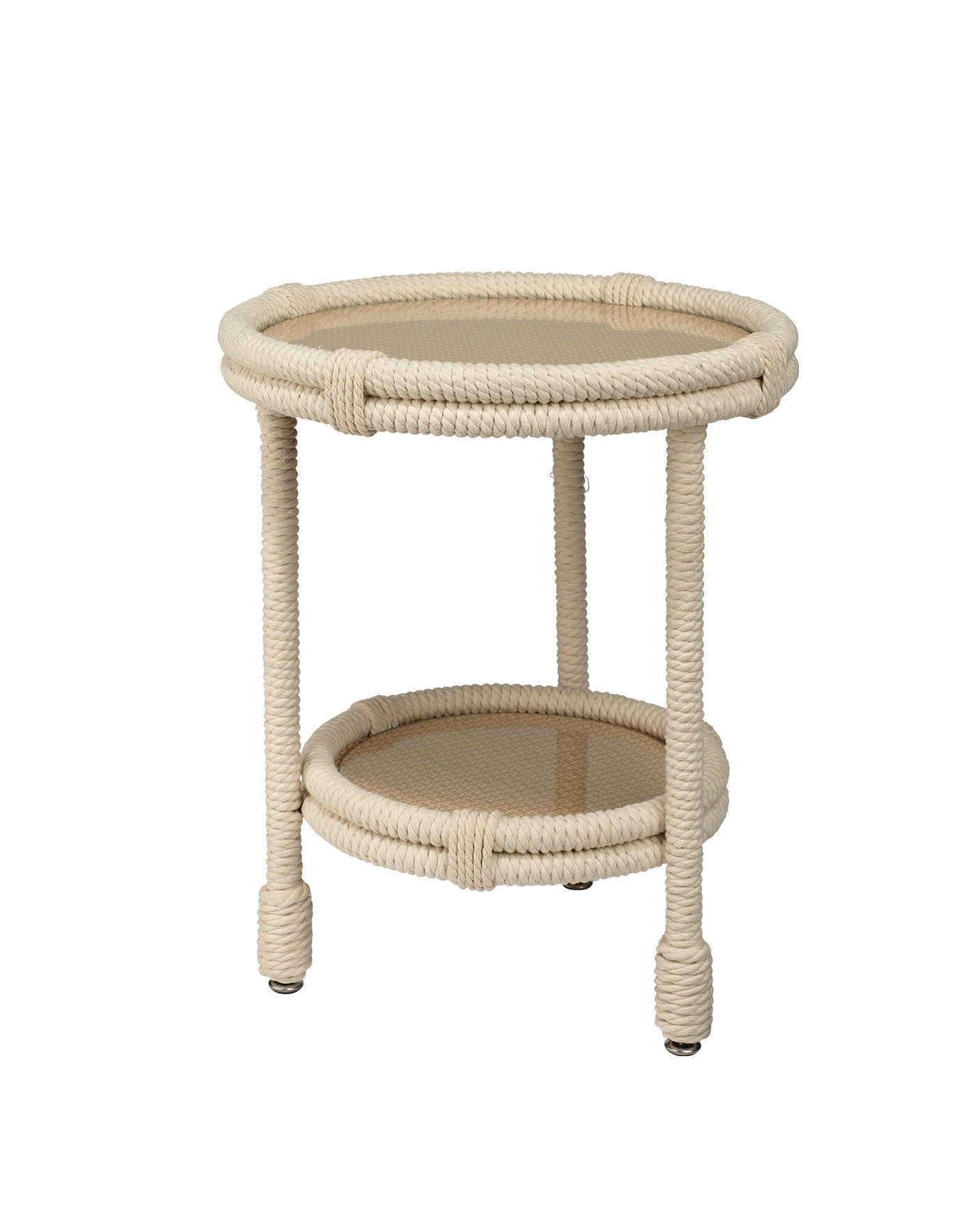 Jamie Young Delta Side Table In White Rope