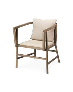 Jamie Young Grayson Arm Chair In Grey Wood And Off White Linen