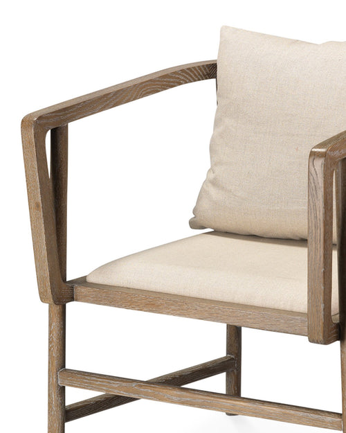 Jamie Young Grayson Arm Chair In Grey Wood And Off White Linen