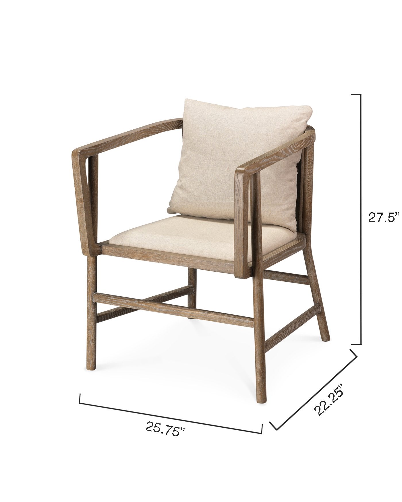 Jamie Young Grayson Arm Chair In Grey Wood And Off White Linen