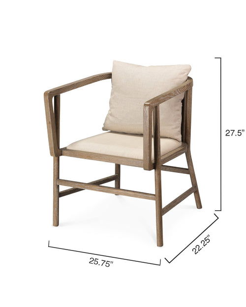 Jamie Young Grayson Arm Chair In Grey Wood And Off White Linen