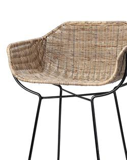Jamie Young Nusa Counter Stool In Natural Rattan & Black Steel