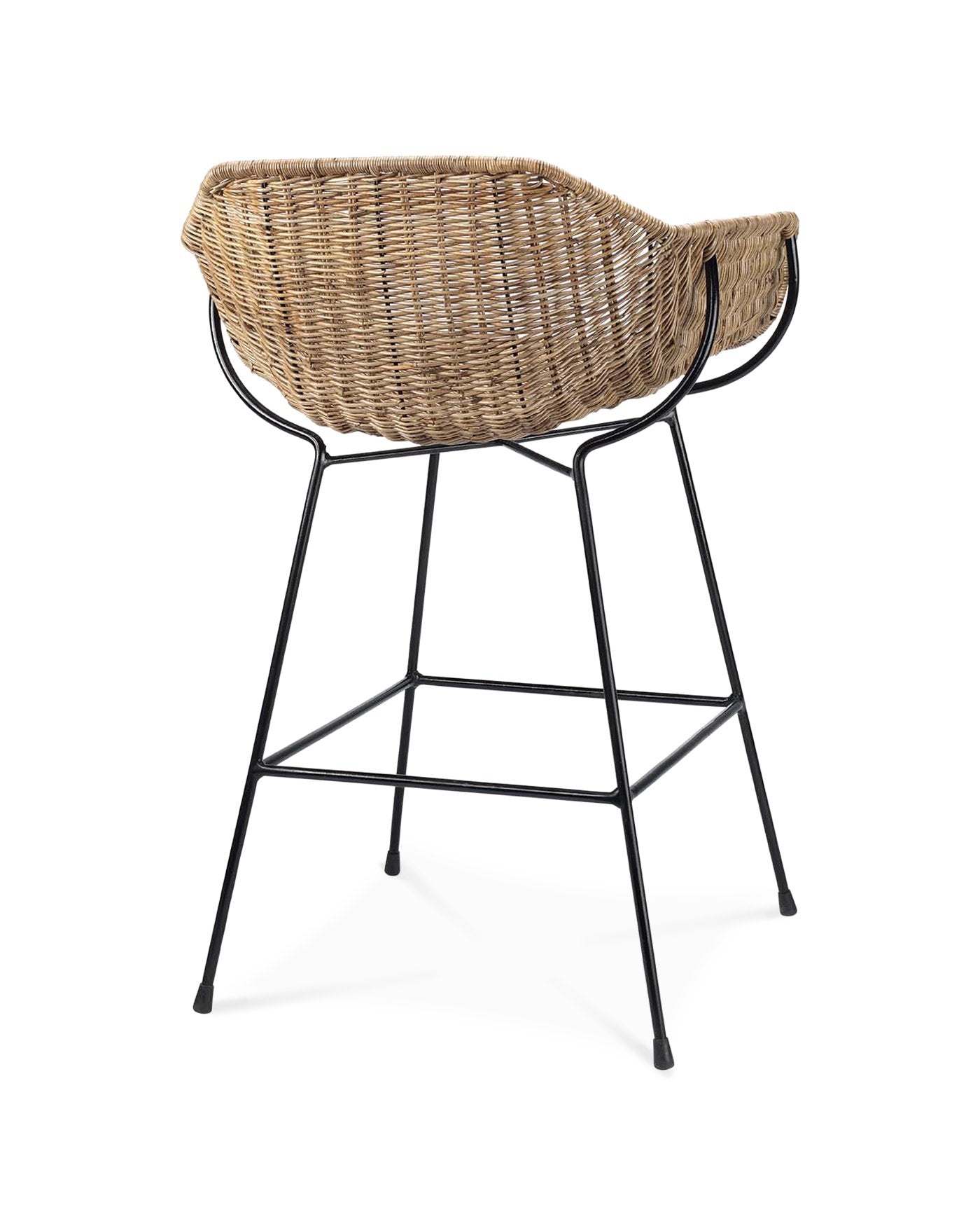 Jamie Young Nusa Counter Stool In Natural Rattan & Black Steel