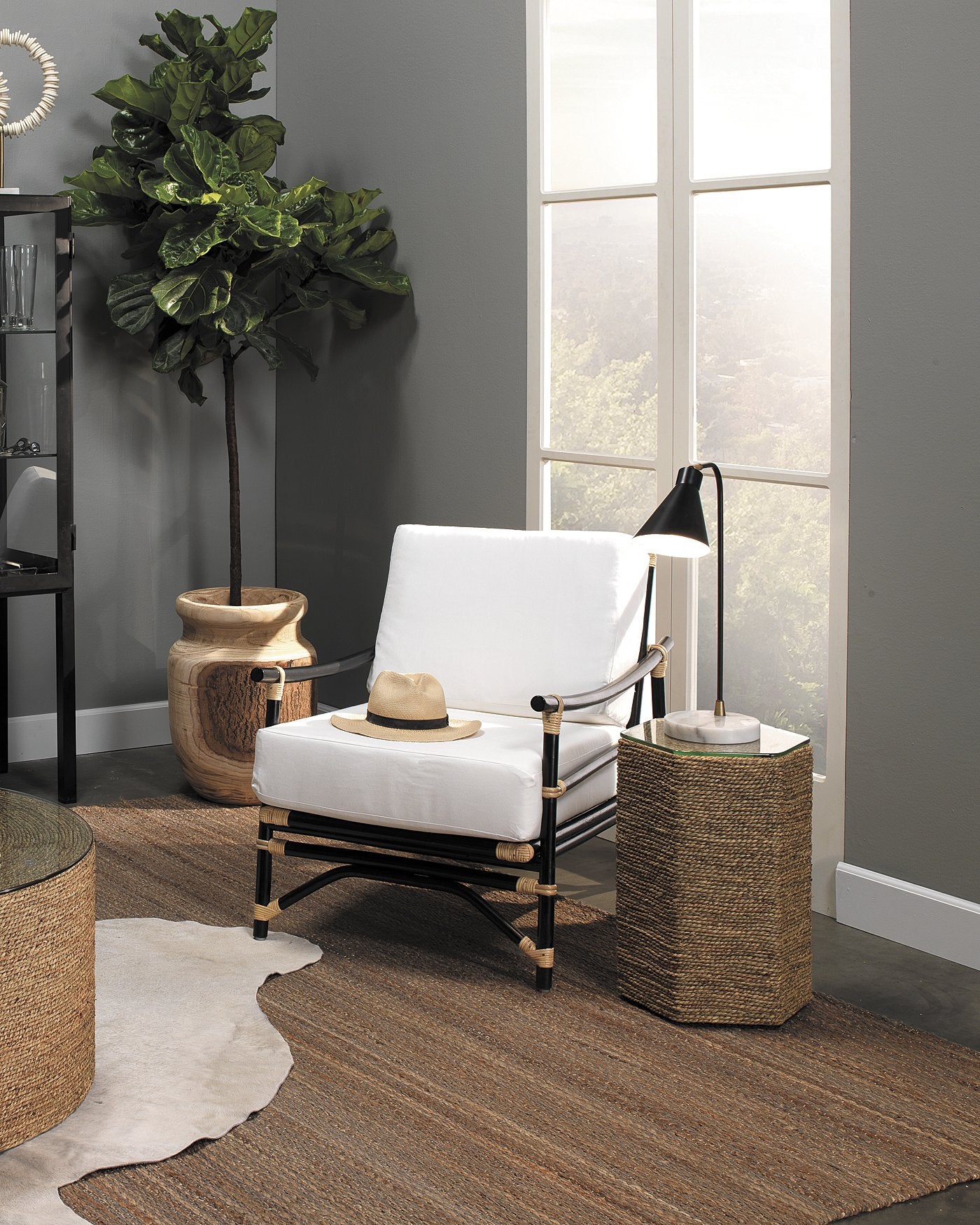 Jamie Young Peninsula Side Table In Natural Sea Grass