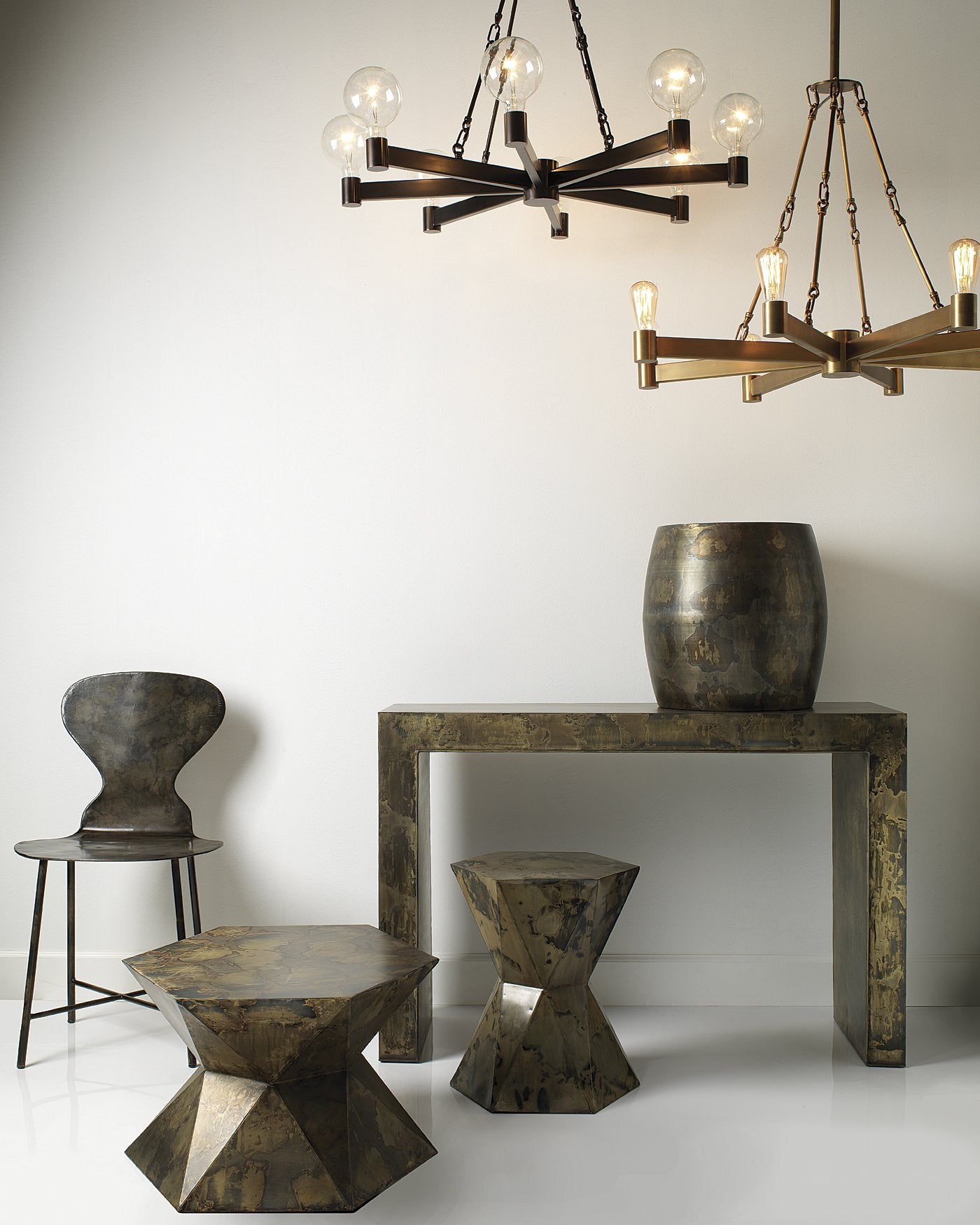 Jamie Young Realm Side Table In Acid Washed Metal