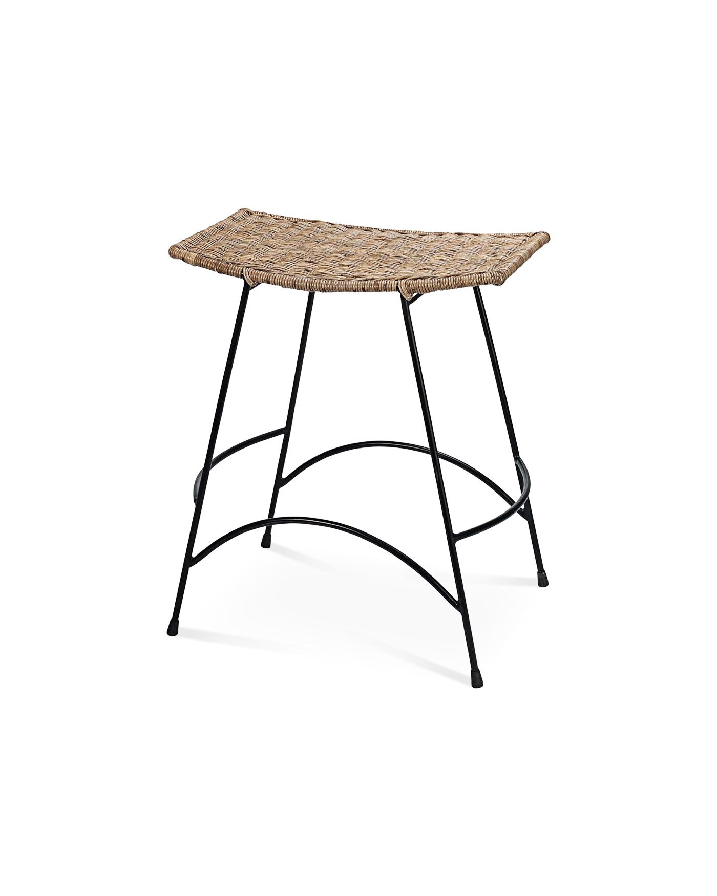 Jamie Young Wing Counter Stool In Natural Rattan & Black Steel