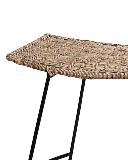 Jamie Young Wing Counter Stool In Natural Rattan & Black Steel