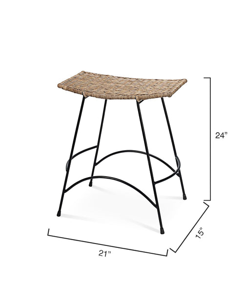Jamie Young Wing Counter Stool In Natural Rattan & Black Steel