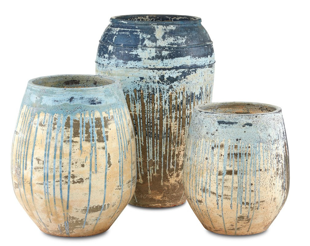 Currey And Company Catania Large Blue Planter