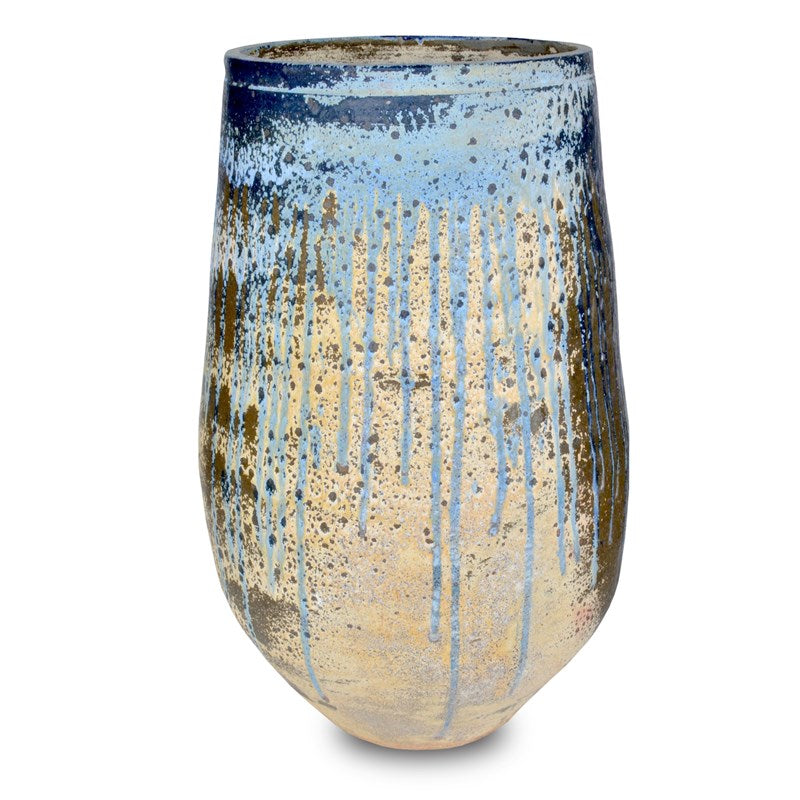 Currey And Company Capaci Antique Blue Drip Planter