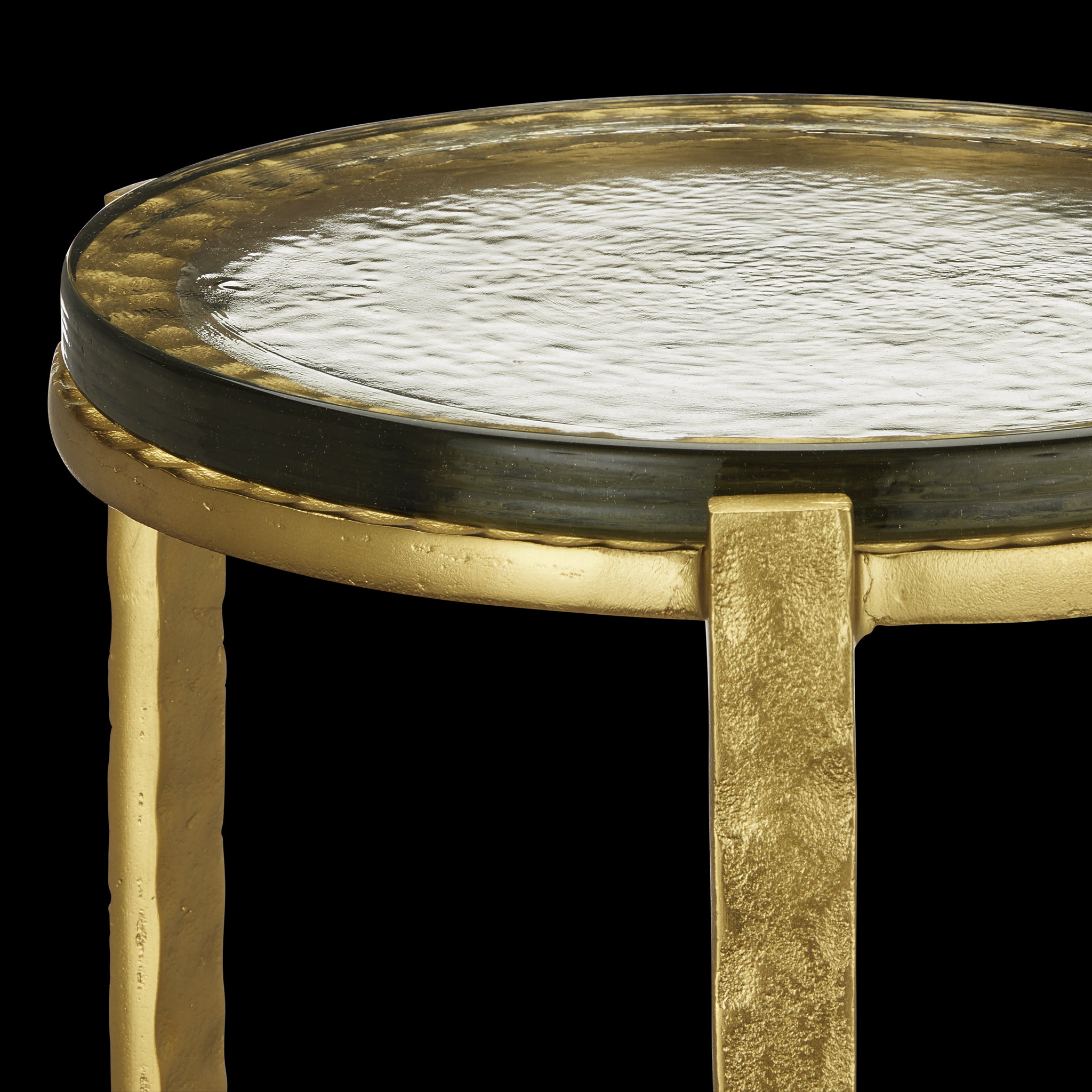 Currey & Company 23.5" Acea Gold Drinks Table With Cast Glass