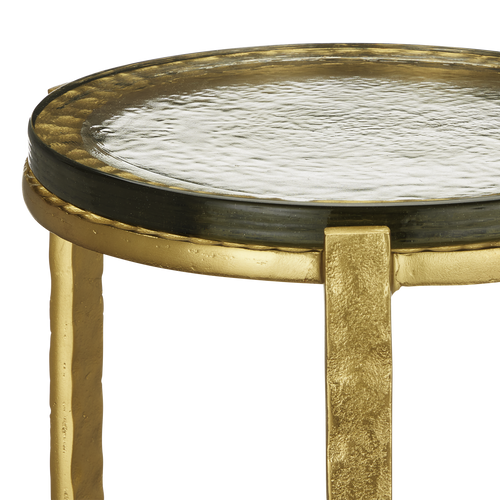 Currey & Company 23.5" Acea Gold Drinks Table With Cast Glass