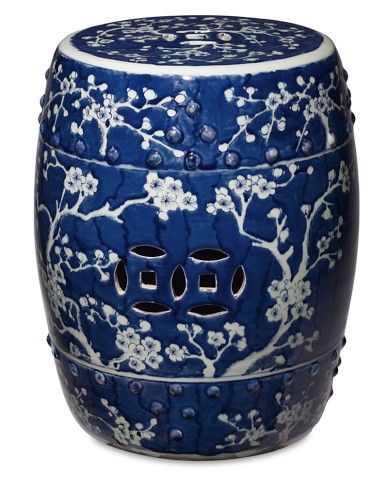 Cherry Blossom Stool in Blue and White by Legend of Asia
