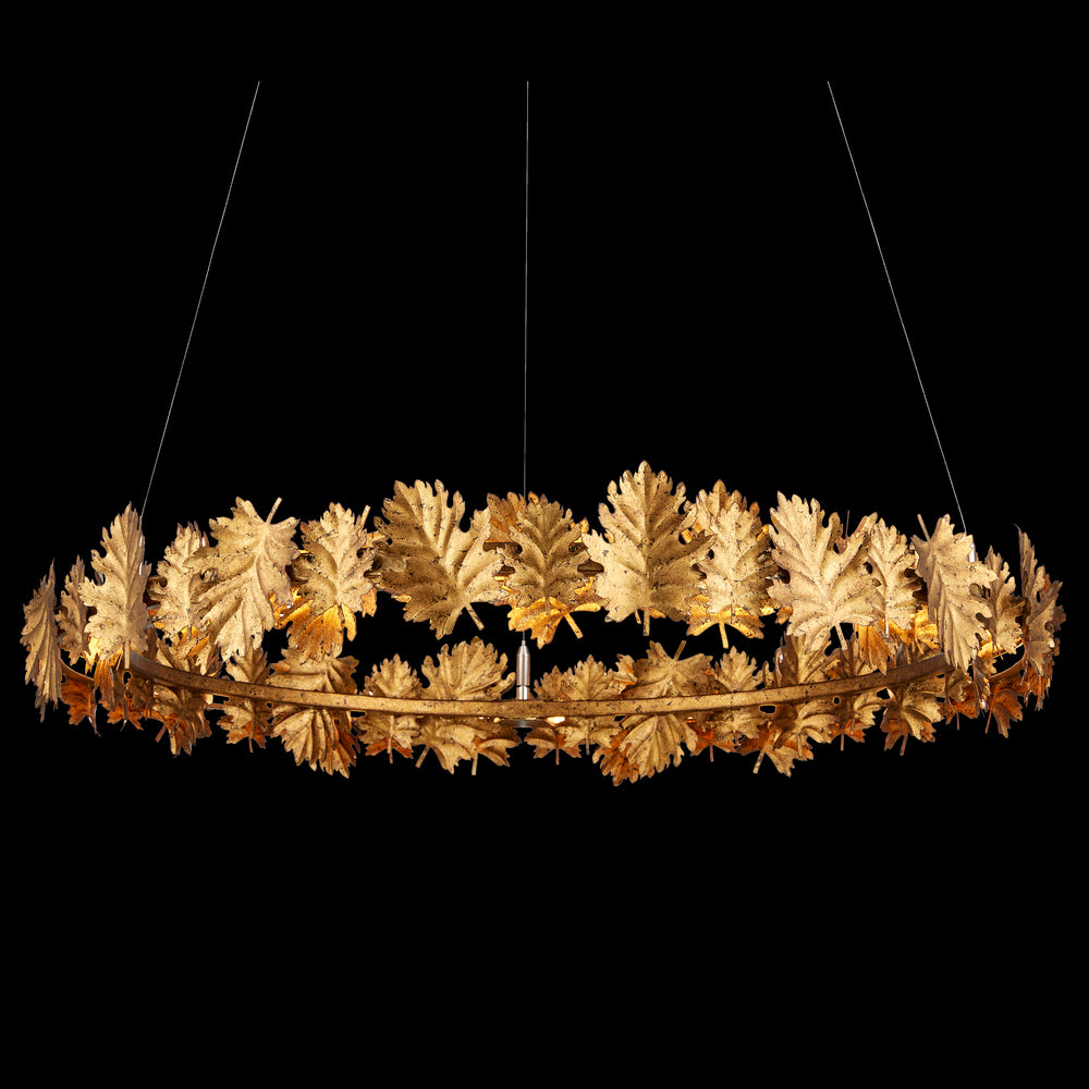 Currey & Company English Oak 32.5" Gold Leaf 1 Light Led Chandelier