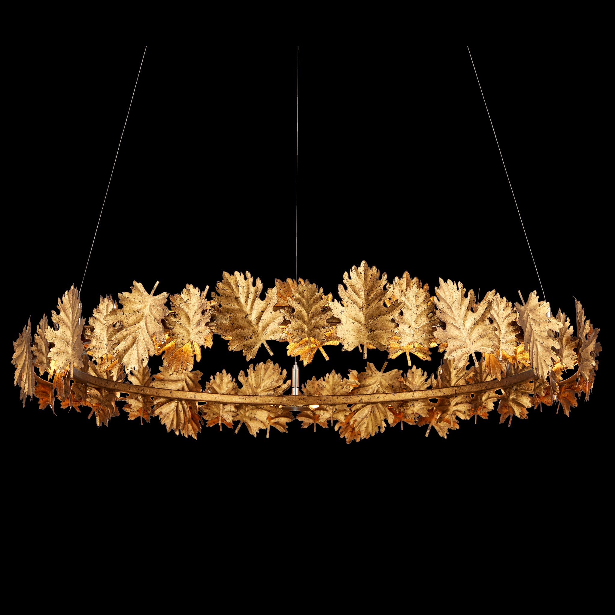 Currey & Company English Oak 32.5" Gold Leaf 1 Light Led Chandelier