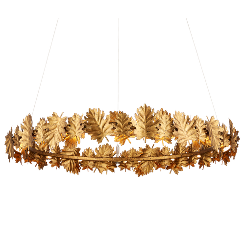 Currey & Company English Oak 32.5" Gold Leaf 1 Light Led Chandelier