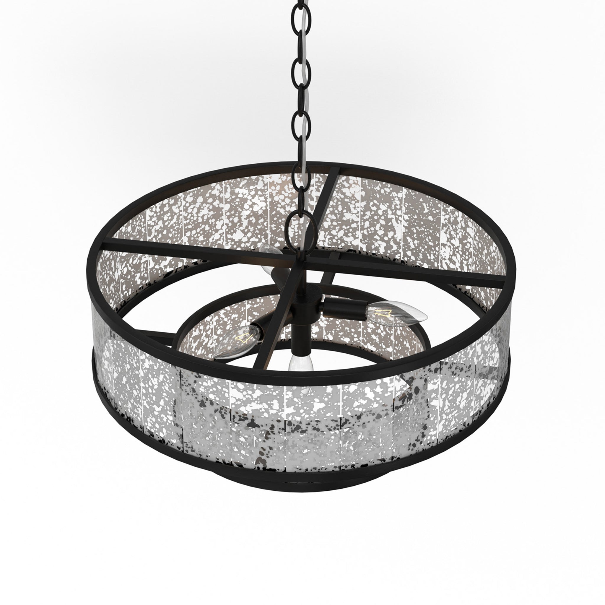 Lumanity Chelsea 4 Light Mirrored Two Tier Drum Chandelier