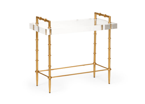 Chelsea House Acrylic and Gold Bamboo Side Table
