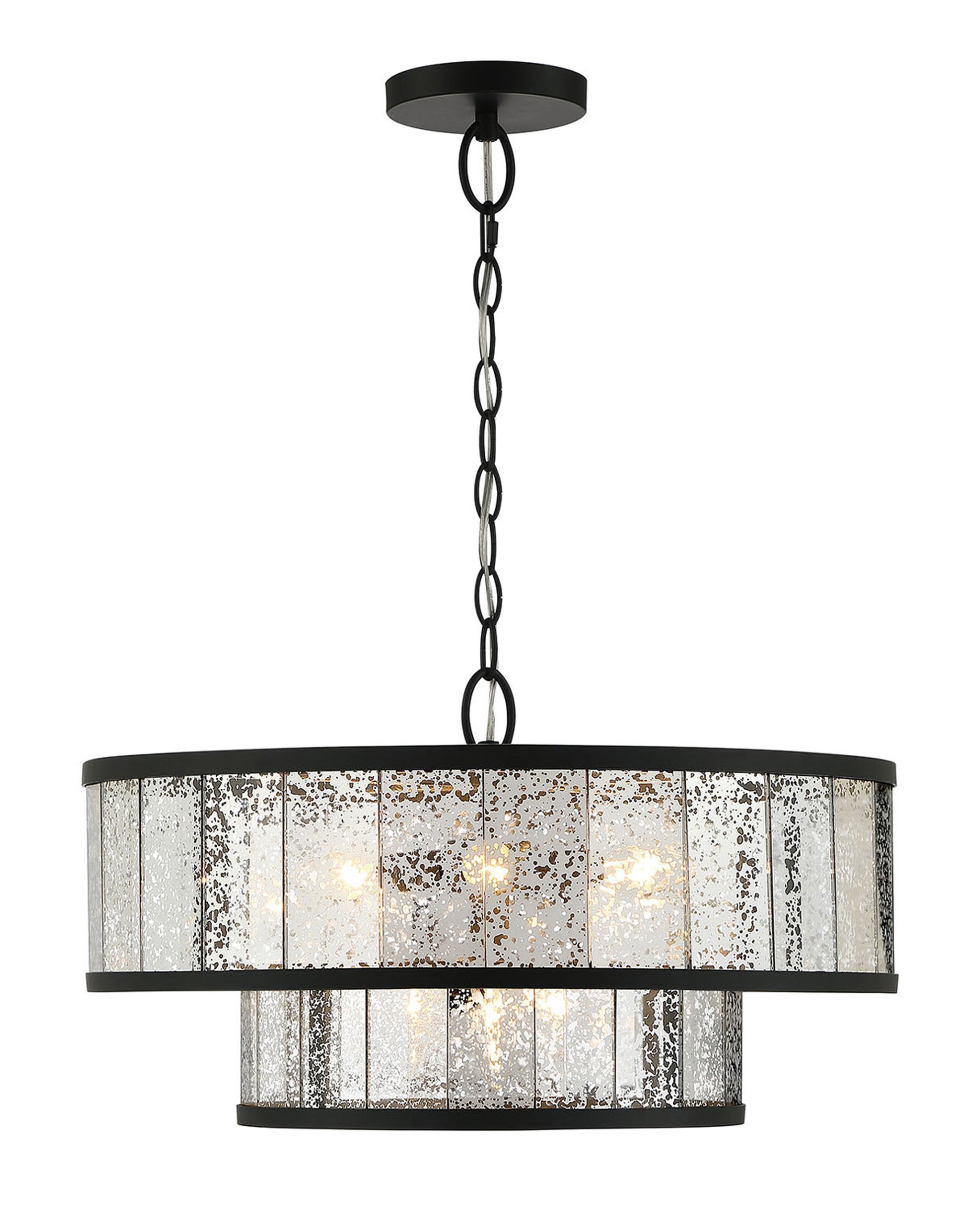 Lumanity Chelsea 4 Light Mirrored Two Tier Drum Chandelier